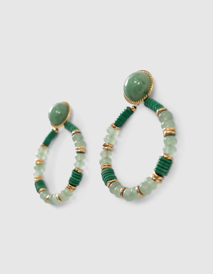 Women’s gold-tone earrings with African turquoise beads - IKKS