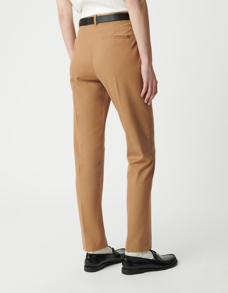 Mujer pantalón recto camel metalizado-3