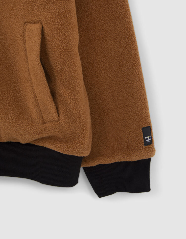 Cárdigan reversible coñac y gris jaspeado niño-5