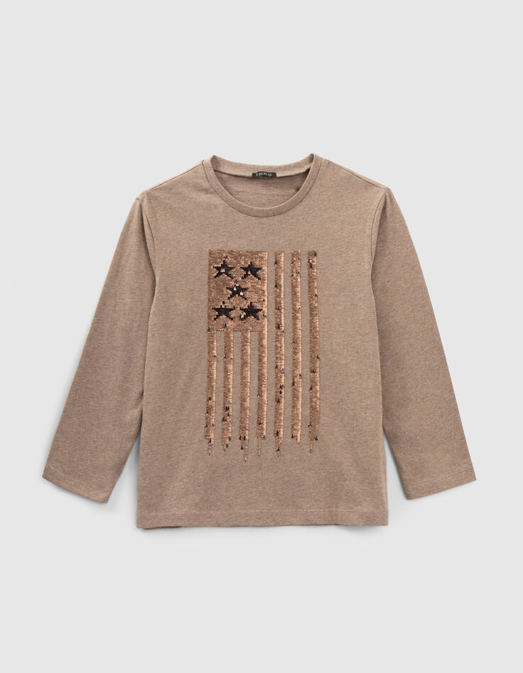 T-shirt moka bio drapeau sequins réversibles garçon-6