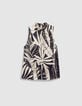 Marineblaues Top mit Tropical-Print ohne &Auml;rmel Damen-8