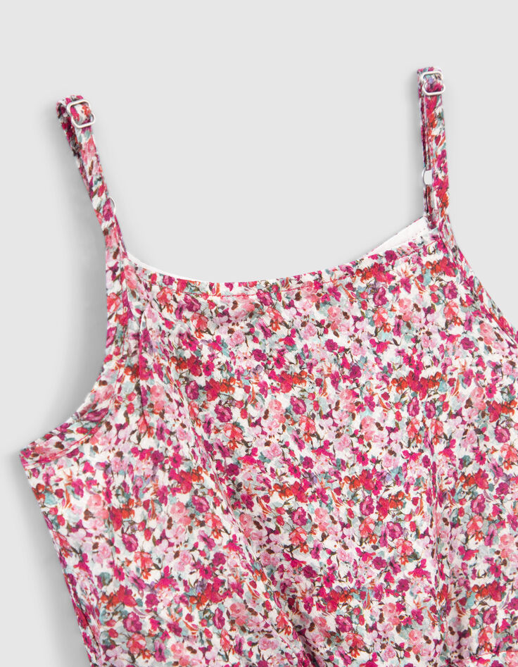Fuchsia jurk bloemenprint schouderbandjes meisjes-2