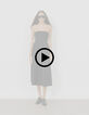 Robe bustier noire taffetas Femme-6