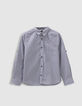 Blauw-wit overhemd met print voor jongens-1