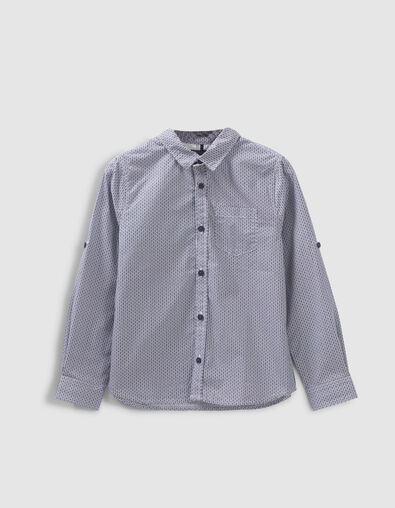 Blauw-wit overhemd met print voor jongens - IKKS