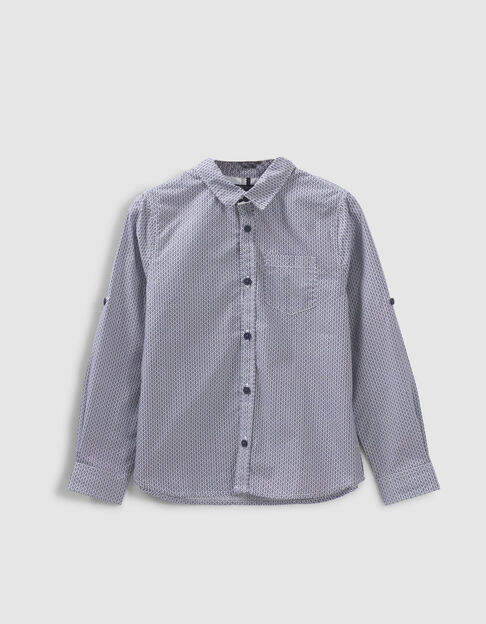 Blauw-wit overhemd met print voor jongens - IKKS