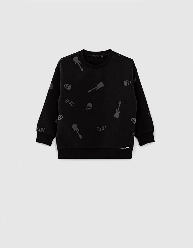 Boys’ black sweatshirt with skull and musical note-1