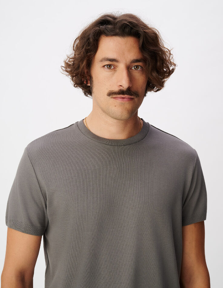 T-shirt col rond gris coton modal Homme-3