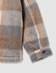 Boys’ beige check woolcloth fur-lined jacket-8