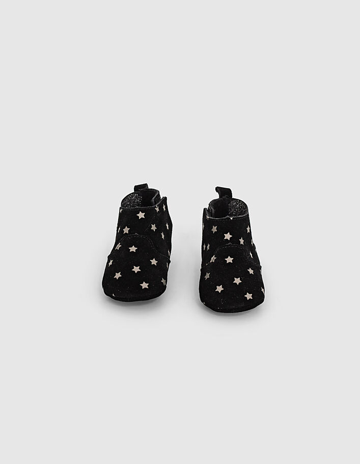 Baby girls’ black suede booties with silver stars  - IKKS