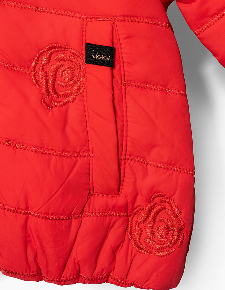 Doudoune corail fourrée avec broderies bébé fille-5