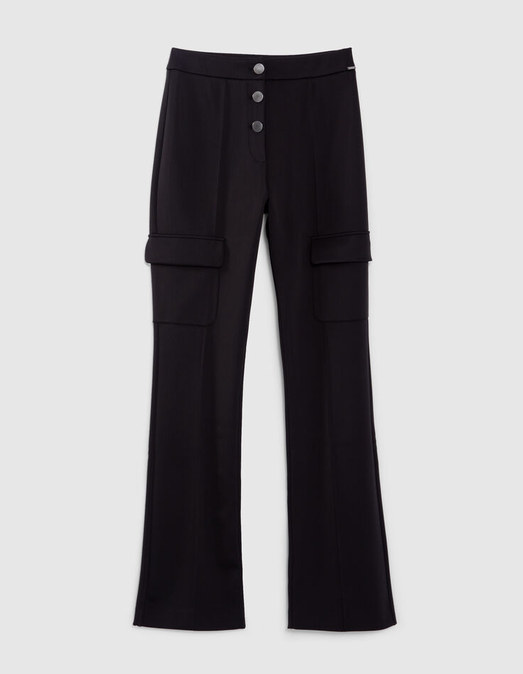 Women’s black combat-style flared trousers-4