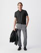Men’s grey SEAWOOL® semi-plain knit polo shirt-1