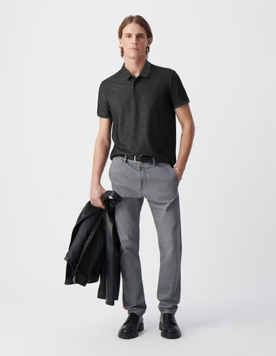 Men’s grey SEAWOOL® semi-plain knit polo shirt - IKKS