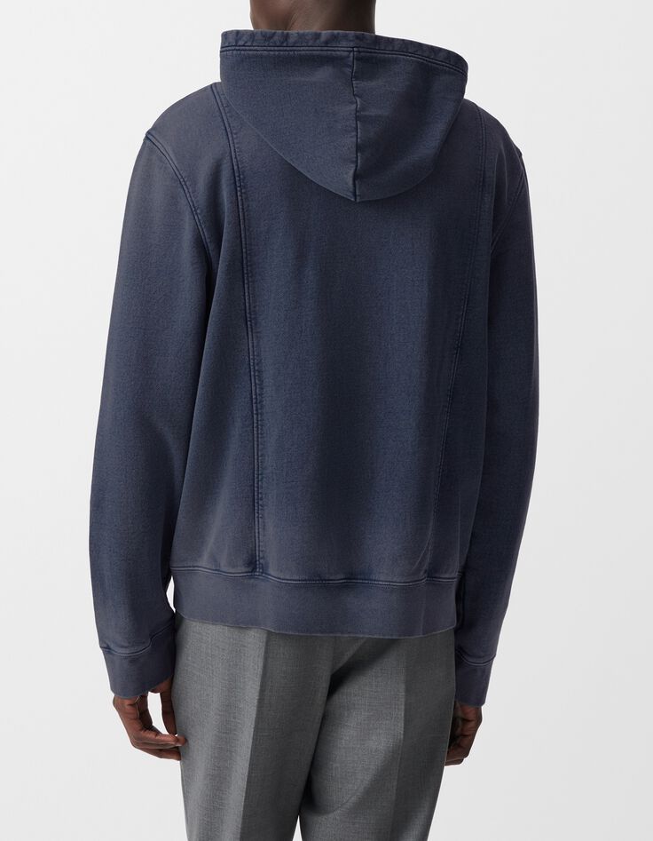 Cardigan encre &agrave; capuche molleton zipp&eacute; Homme-3