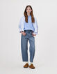 Blaue Mädchen-Ballonjeans mit Kordel-9