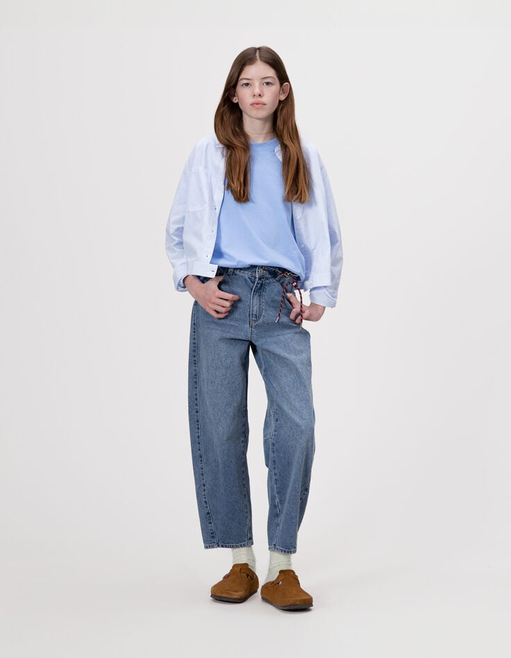 Blaue Mädchen-Ballonjeans mit Kordel-9 Blaue Mädchen-Ballonjeans mit Kordel-9