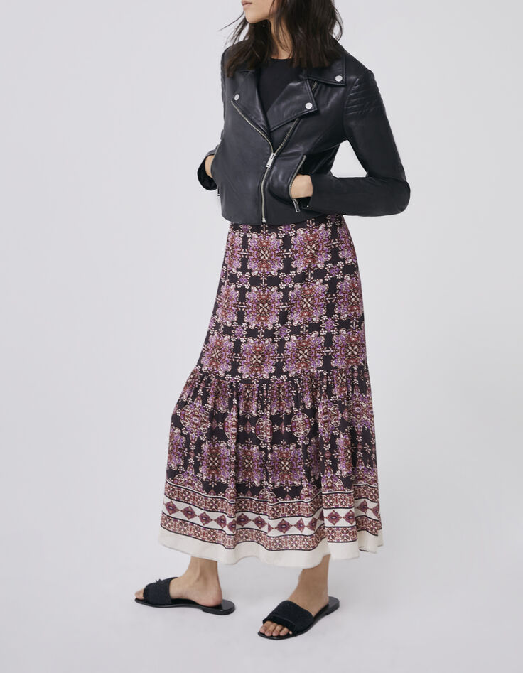 Falda larga violeta estampado bohemio mujer-1