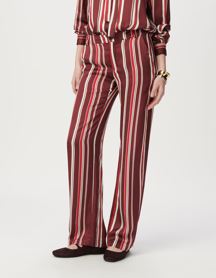 Pantalón ancho fluido burdeos rayas mujer-2 Pantalón ancho fluido burdeos rayas mujer-2