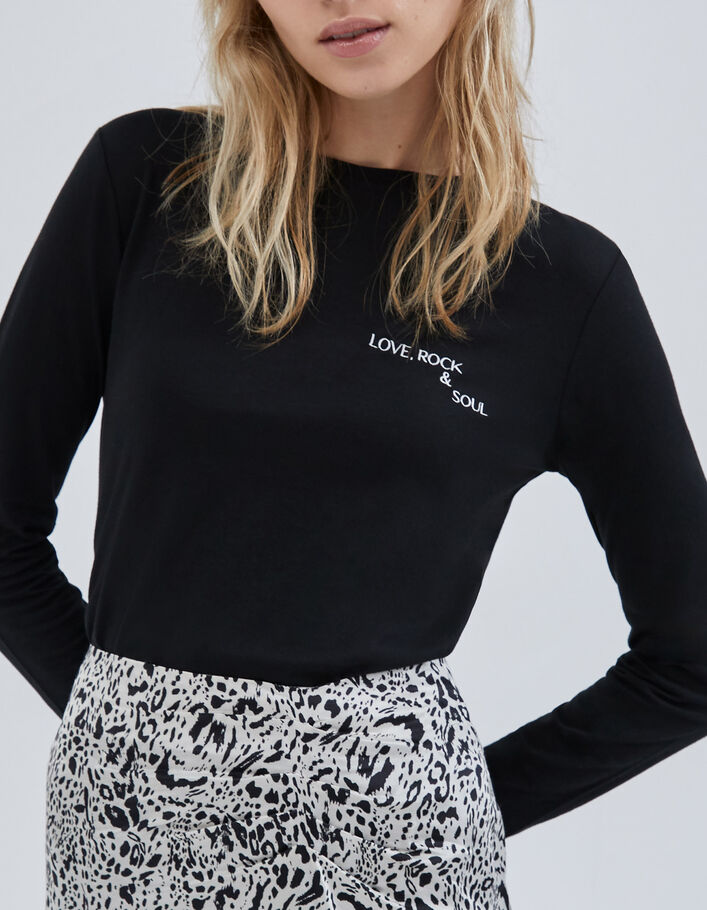 Top Manches Longues IKKS Noir - Taille 36 - 100% Coton - Occasion Très Bon état