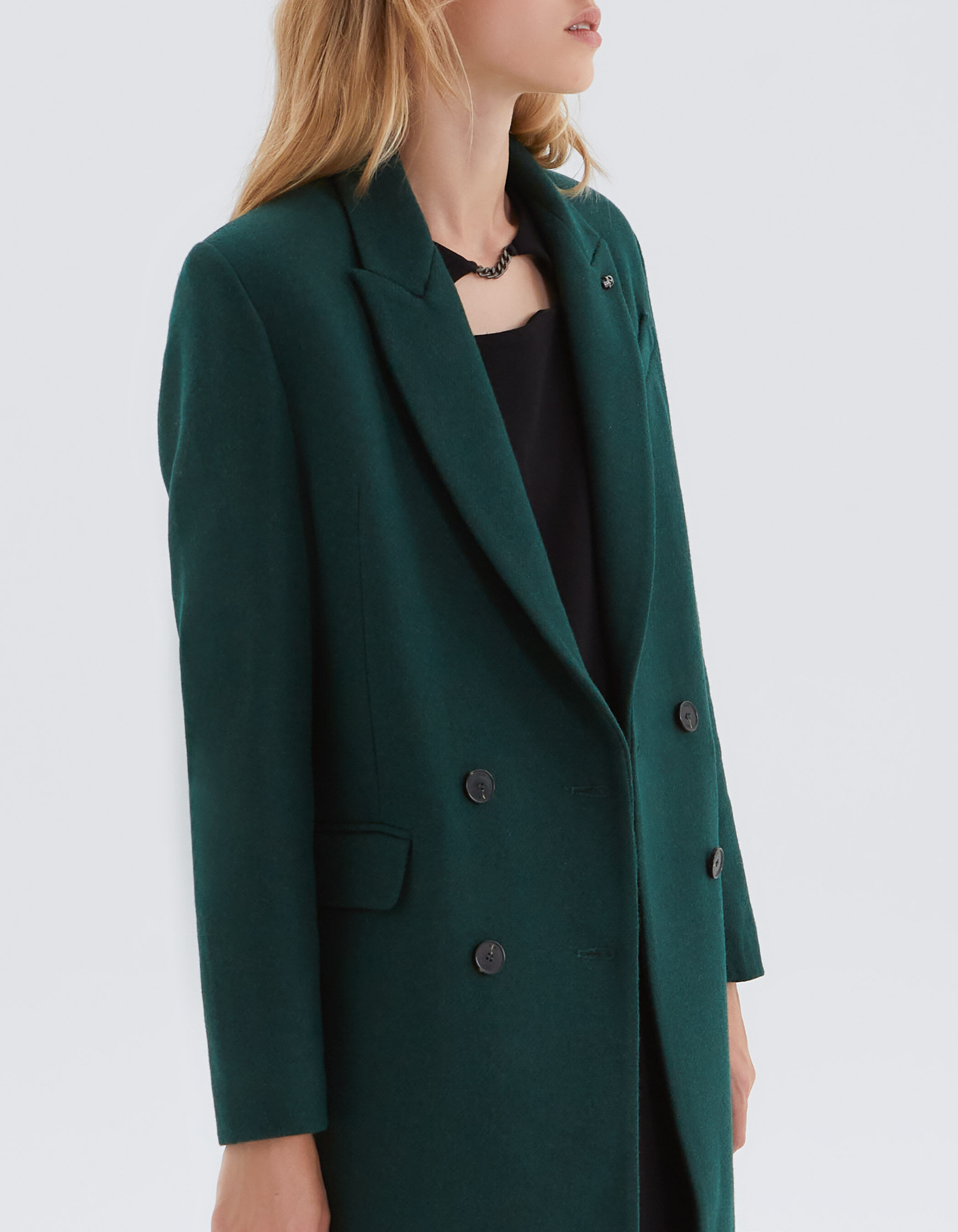 Manteau laine femme vert deals