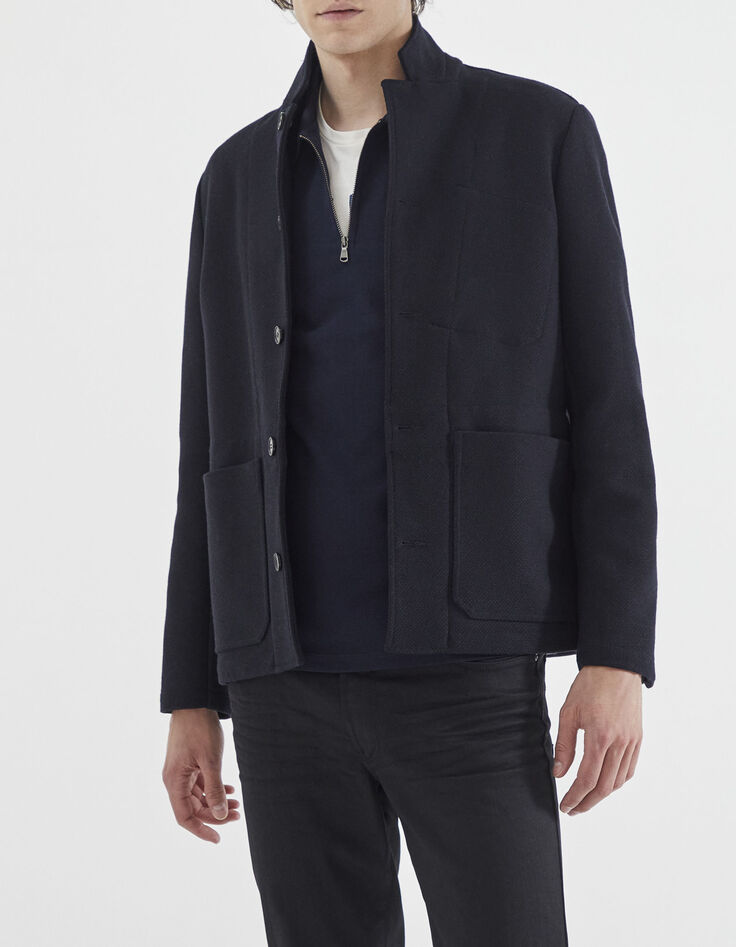 Dunkelblaue Herrenjacke im Worker-Look-2