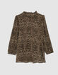 Women’s arabesque print Victorian high neck loose blouse-7