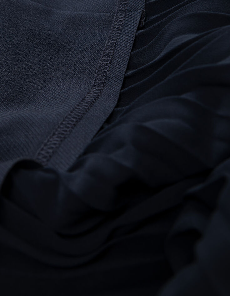 Marineblauer Bi-Material-Rock f&uuml;r Damen-6