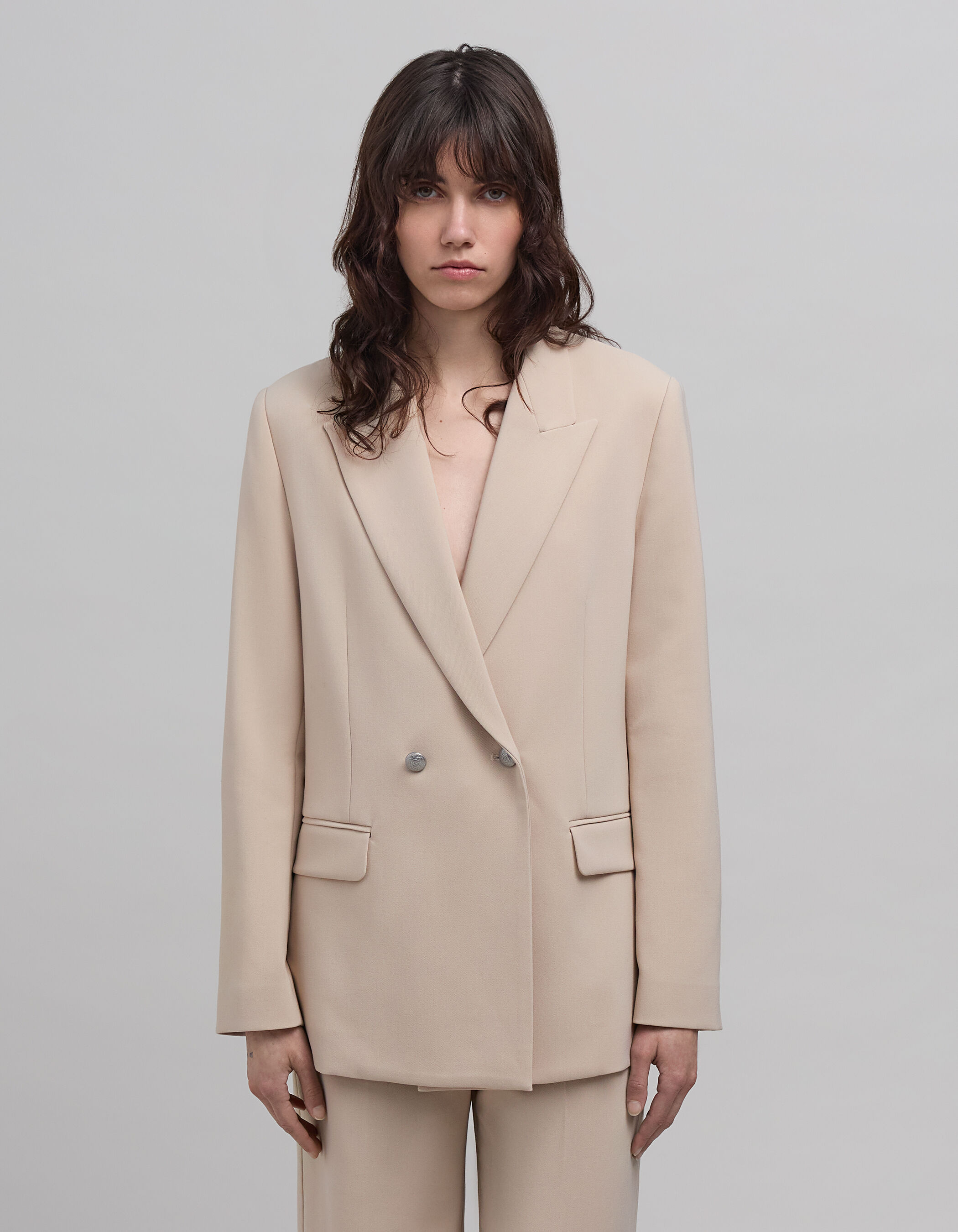 Veste de costume beige polyester recycle Femme IKKS