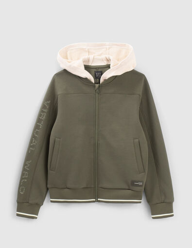 Khaki Jungen-Teddyjacke mit Kapuze - IKKS