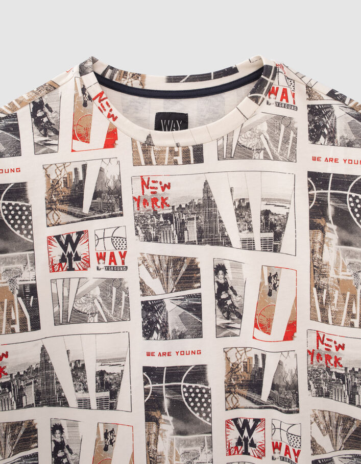Boys’ ecru basketball and NYC photos T-shirt-3