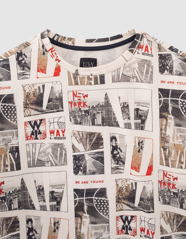 Boys’ ecru basketball and NYC photos T-shirt-2
