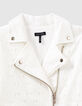 Cardigan blanc cassé en dentelle esprit motard fille-2