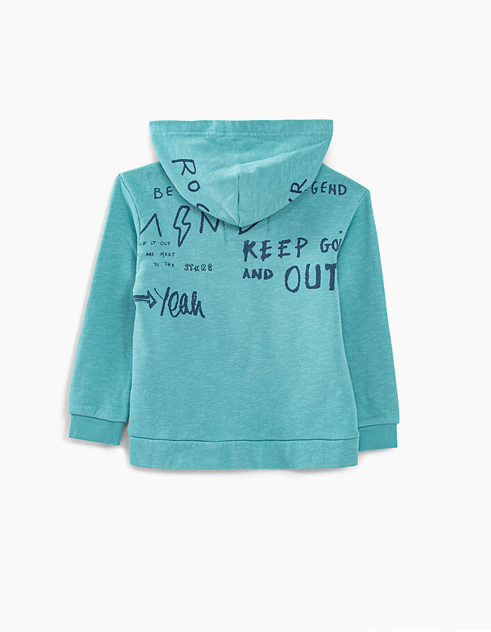 Lichtturquoise vest print rug bio-sweatstof jongens  - IKKS