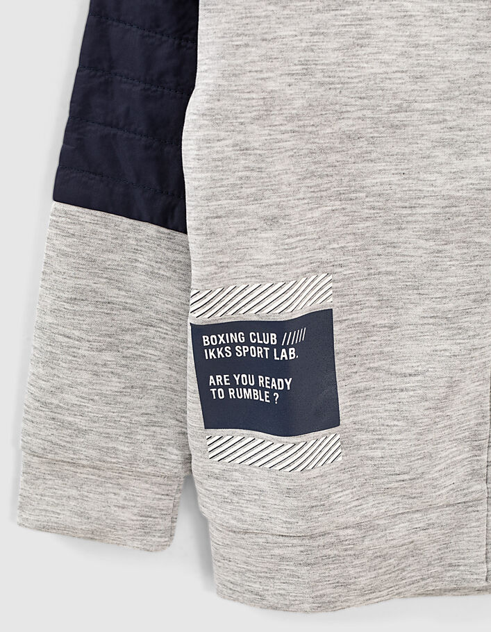 Boys’ grey marl SPORT LAB textured lettered back cardigan - IKKS
