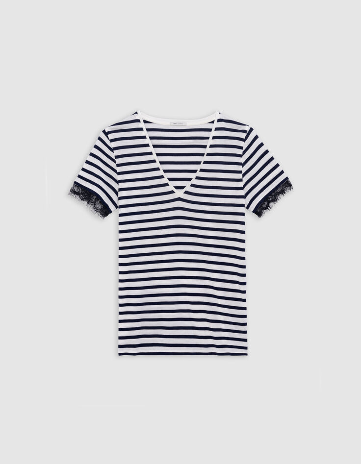 Women's short-sleeved lace sailor T-shirt-6