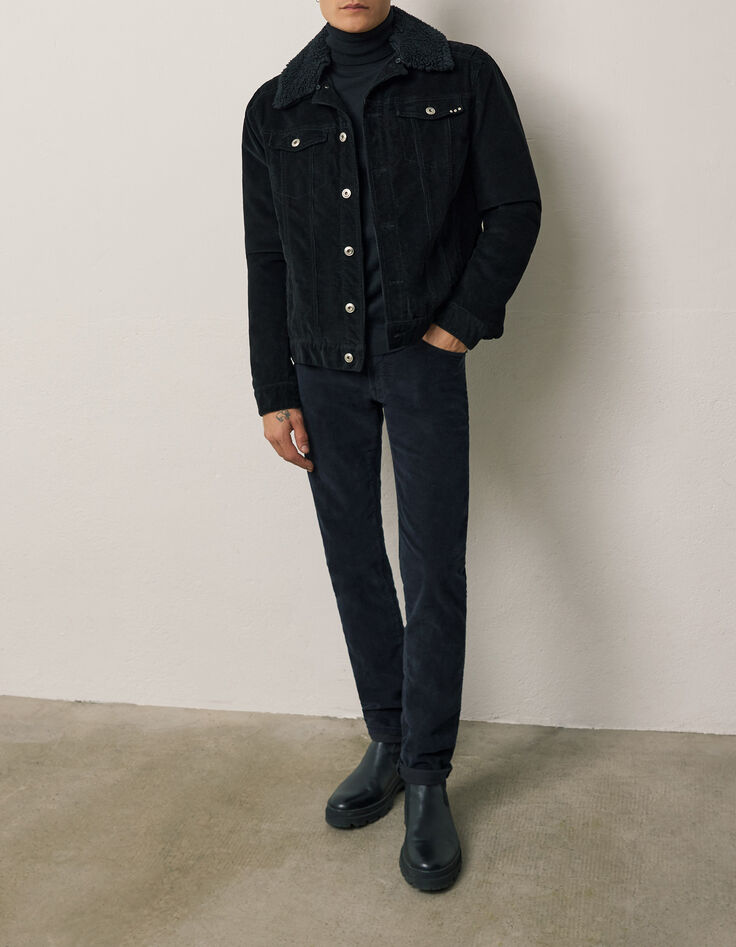 Pantalón SLIM terciopelo negro Hombre -6