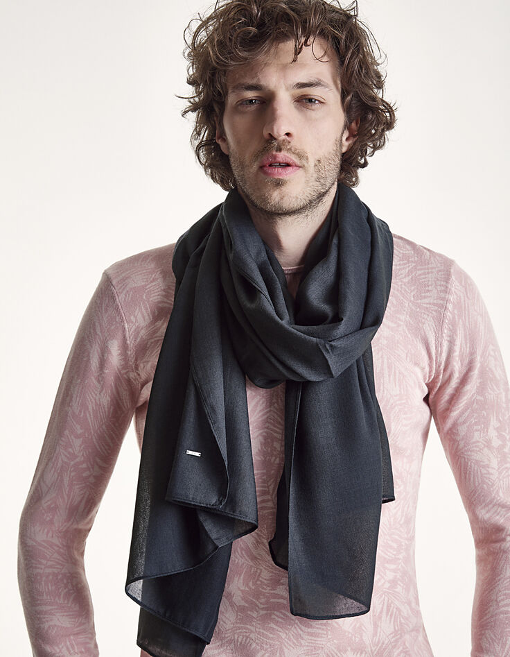 Chèche uni bleu acier Homme-2 Chèche uni bleu acier Homme-2