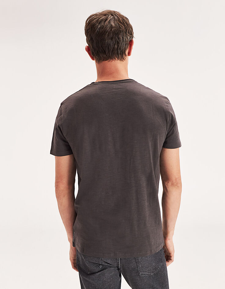 Tee-shirt L'Essentiel marron glacé à col V Homme-3