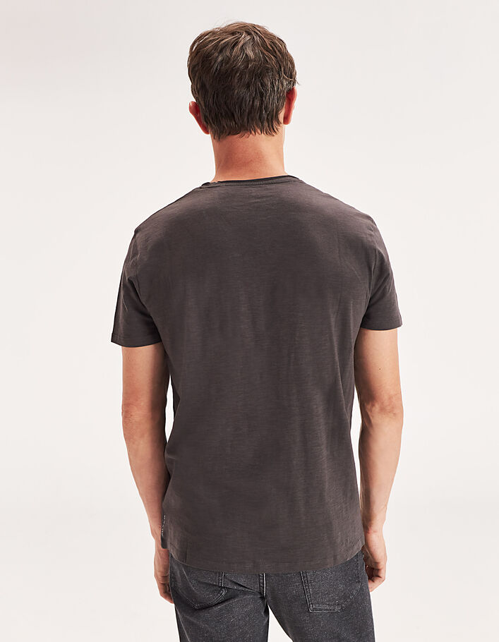 Camiseta L'Essentiel marrón glacé cuello pico Hombre - IKKS