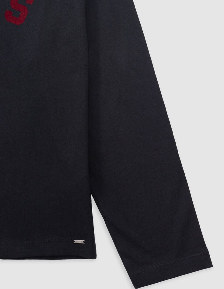 Black t-shirt with velour flocked message for girl-4 Black t-shirt with velour flocked message for girl-4