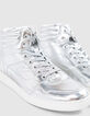 Sneakers montantes silver cuir métallisé Femme-5