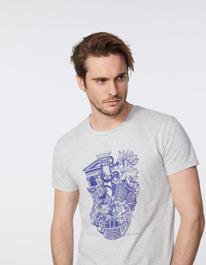Blouse Tunique Grise Tête De Chat Armand Thiery T40 - Manches Longues, Style Décontracté