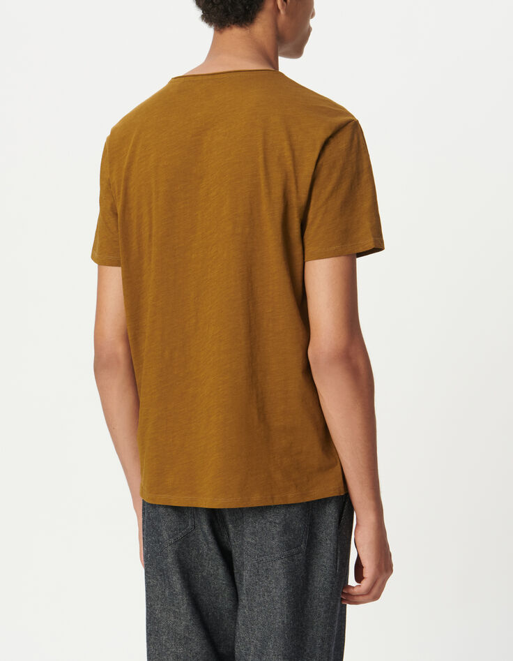 T-shirt col rond ocre coton bio flamm&eacute; Homme-3