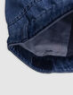 Waterless blue LARGE jeans with marked pleats for girl-9