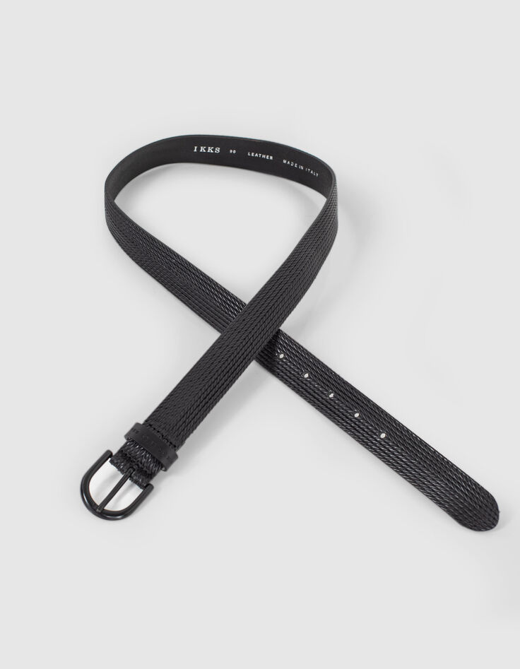 Ceinture noire en cuir relief tressage Homme-5 Ceinture noire en cuir relief tressage Homme-5