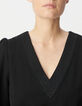 Robe housse noire surpiq&ucirc;res lurex encolure V Femme-4