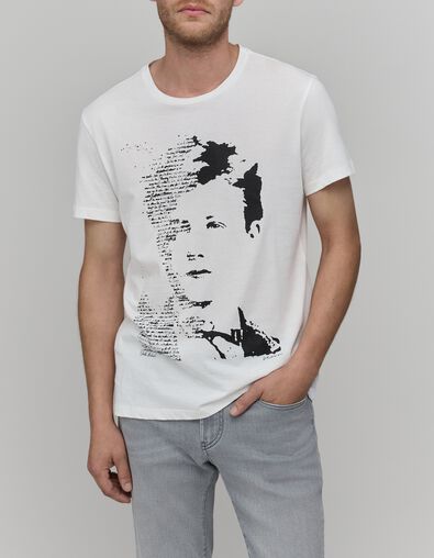 Camiseta de hombre blanca de algod&oacute;n org&aacute;nico visual rock - IKKS