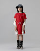 Girls’ red terry cloth dress with drawstring waist-3
