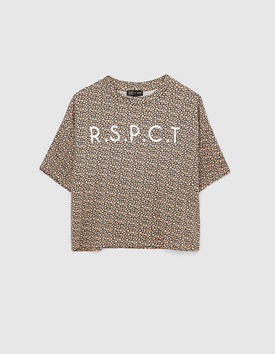 Camiseta camel estampado florecitas ni&ntilde;a - IKKS